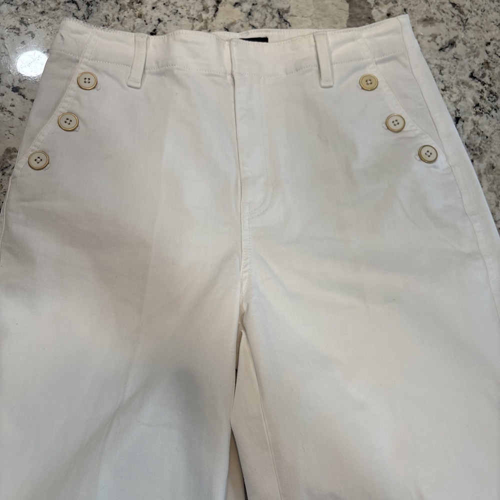 Talbots Sailor Wide Leg Preppy High Rise Jeans 10 White Stretch Nautical Coastal